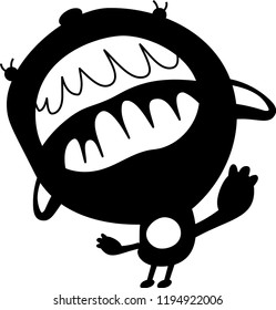 Black Comic cute monster vector