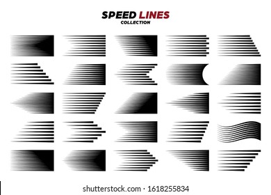 Black Comic Speed Motion Line. Vector Collection.