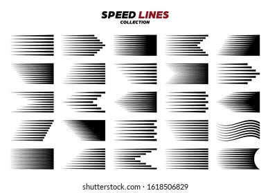 Black comic speed motion line. Vector collection.