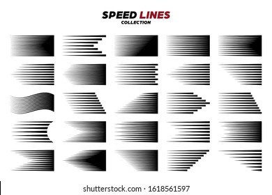 Black comic speed motion line. Vector collection.