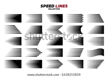 Black comic speed motion line. Vector collection.