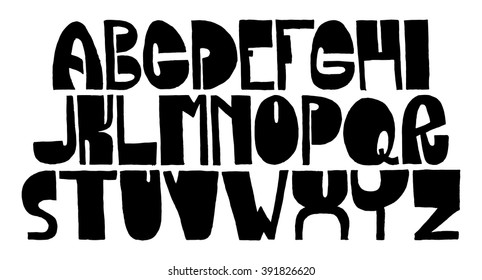 Black comic style letters of alphabet