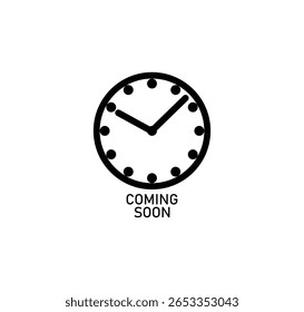 Black Coming Soon Clock Icon – Minimal Countdown Time Symbol Design