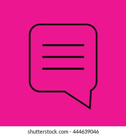 Black comment icon vector. Pink background
