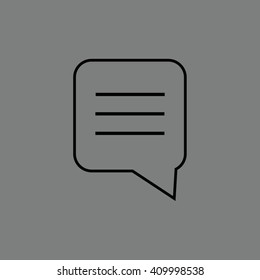 Black comment vector icon. Gray background