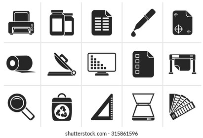 Black Commercial Print Icons - Vector Icon Set