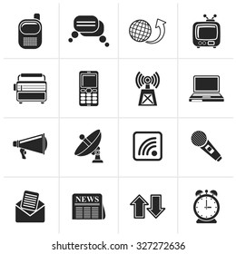 Black Communication and connection icons - vector icon set