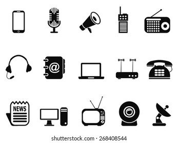 black communication device icons set