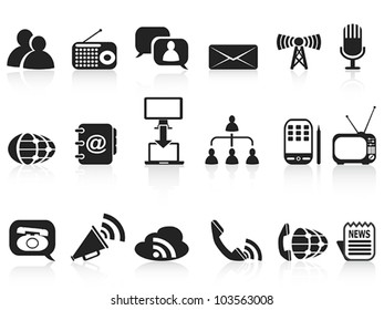 black communication icons set