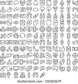 Black Communication and media icon set