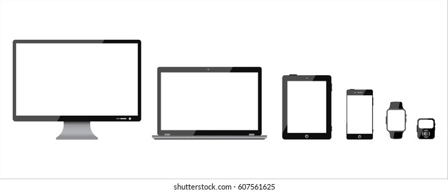 Black communication technology devices - stock vector