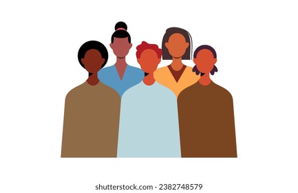 Black Community People. African Male and Female Character Gathered Together Illustration