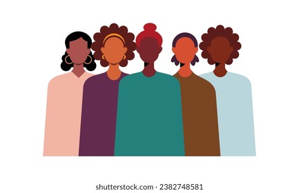 Black Community People. African Male and Female Character Gathered Together Illustration