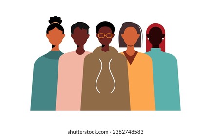 Black Community People. African Male and Female Character Gathered Together Illustration