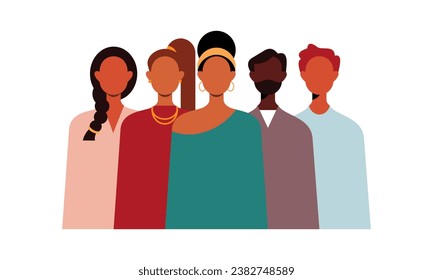 Black Community People. African Male and Female Character Gathered Together Illustration