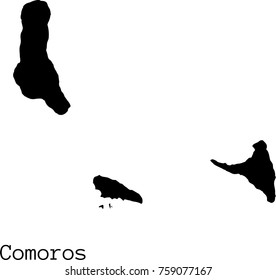 Black Comoros map vector silhouette