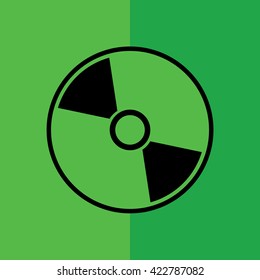 Black compact disc icon. CD / DVD vector illustration. Green background