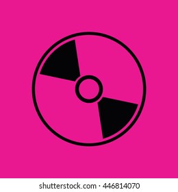 Black compact disc icon. CD / DVD vector illustration. Pink background