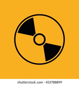 Black compact disc icon. CD / DVD vector illustration. Yellow background