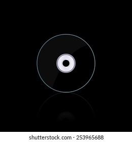 Black compact disc - Vector drawing on black background