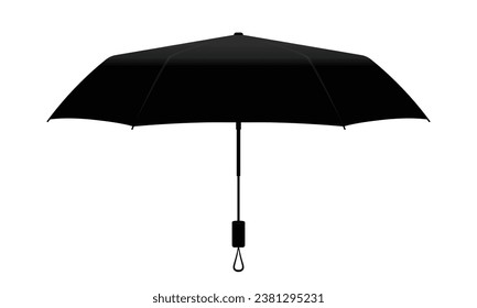 Modelo de lluvia de paraguas pequeño de compack negro sobre fondo blanco, archivo vectorial.