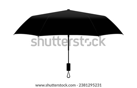 Black compact small umbrella rain template on white background, vector file.