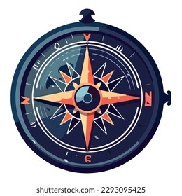Black compass design over white
