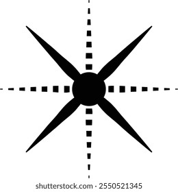 A black compass icon features a sleek and simple design of a compass, typically depicted with clean lines and minimal details.