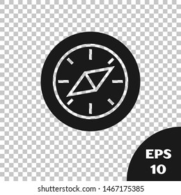 Black Compass icon isolated on transparent background. Windrose navigation symbol. Wind rose sign.  Vector Illustration