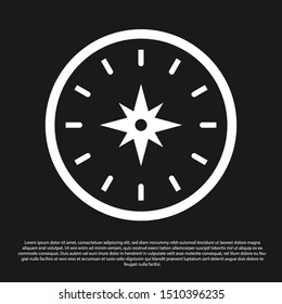 Black Compass icon isolated on black background. Windrose navigation symbol. Wind rose sign.  Vector Illustration