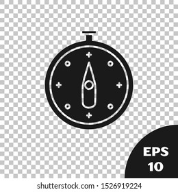 Black Compass icon isolated on transparent background. Windrose navigation symbol. Wind rose sign.  Vector Illustration
