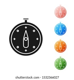 Black Compass icon isolated on white background. Windrose navigation symbol. Wind rose sign. Set icons colorful. Vector Illustration