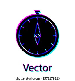 Black Compass icon isolated on white background. Windrose navigation symbol. Wind rose sign.  Vector Illustration