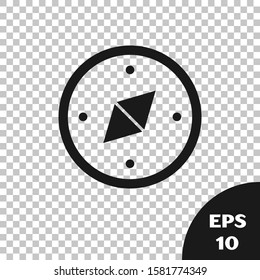 Black Compass icon isolated on transparent background. Windrose navigation symbol. Wind rose sign.  Vector Illustration