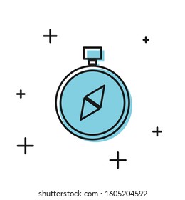 Black Compass icon isolated on white background. Windrose navigation symbol. Wind rose sign.  Vector Illustration