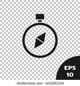 Black Compass icon isolated on transparent background. Windrose navigation symbol. Wind rose sign.  Vector Illustration