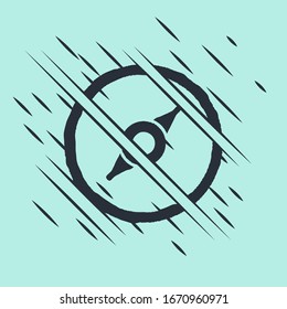 Black Compass icon isolated on green background. Windrose navigation symbol. Wind rose sign. Glitch style. Vector Illustration