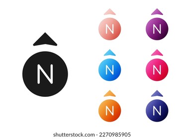 Black Compass icon isolated on white background. Windrose navigation symbol. Wind rose sign. Set icons colorful. Vector