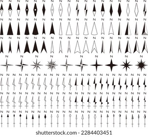black Compass icon set.Vector illustration.