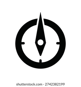 Black compass icon, symbolizing navigation and direction, perfect for travel and exploration themes