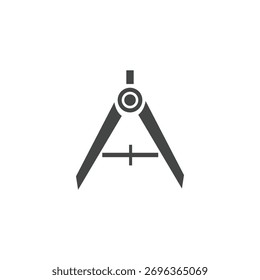 Ícone de bússola preta, simbolizando precisão, design e desenho