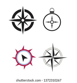 black compass icons set on white background