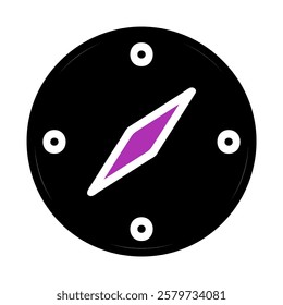 Black Compass With Purple Needle Graphic Design Icon