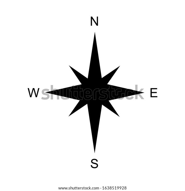 Black Compass Rose North South East Stock Vector (Royalty Free) 1638519928