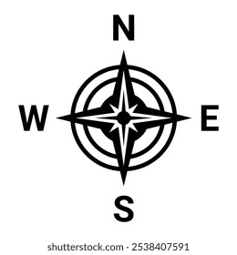 Black Compass symbol for map. North arrow