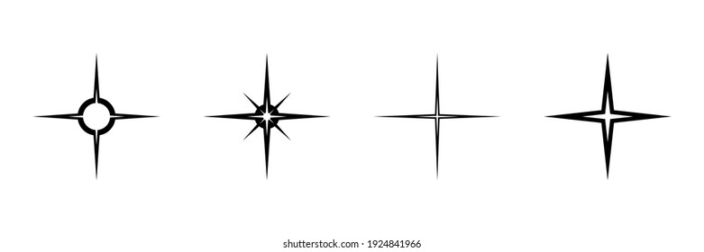 Black compass symbol set for mapping