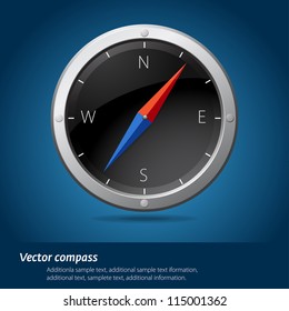 Black compass vector illustration.
