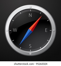 Black compass vector illustration.