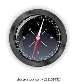 Black compass - vector realistic drawing
