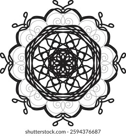 Black complex mandala on a background. Creative mandala. Bohemian mandala design .
Simple mandala design for coloring .